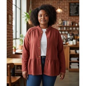 ✨ Burgundy Peplum Military Jacket – Maurice’s ✨
